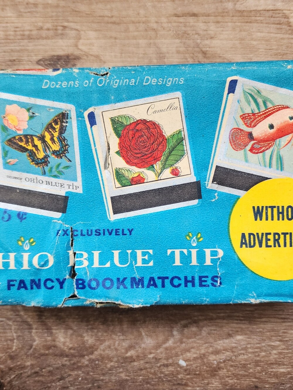 Ohio Blue Tip Vintage Matchbook Box - 50 Fancy Blue Tip Bookmatches